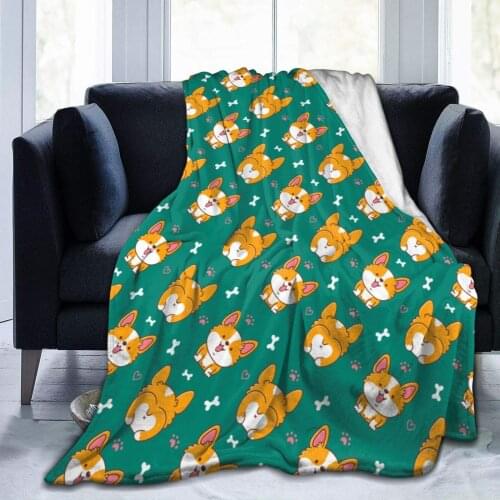 Corgi Dog More Love Blanket Flannel Throw Lightweight Cozy Couch Bed Soft and Warm Plush Quilt 60"x50"for Teens