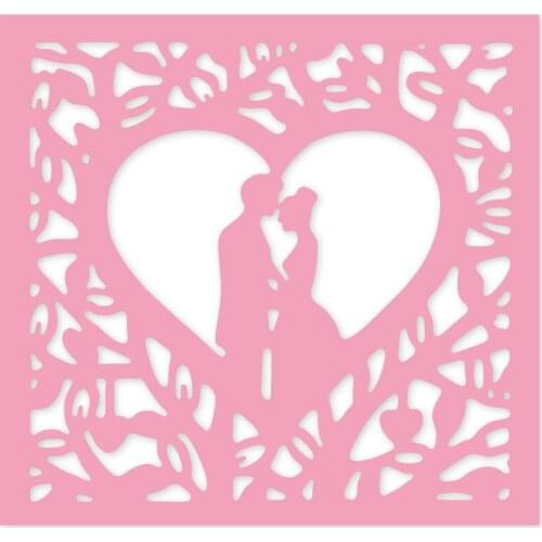 Hemere Hollow Couple Invitation Metal Cutting Dies Scrapbooking Photo Album Embossing Paper Decorative Crafts Die Cut 2019 new