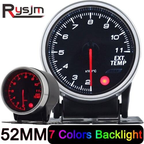 2" 52mm Car Exhaust Temperature Meter With Sensor EGT Exhaust Gas Temperature Gauge Exhaust Gas Temp Gauge EXT Gauge Auto Meter