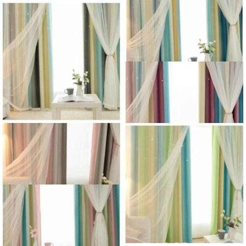 Lychee Star Double Window Blackout Curtain Decorative Shade Curtains for Living Room Bedroom Window Curtain Drape