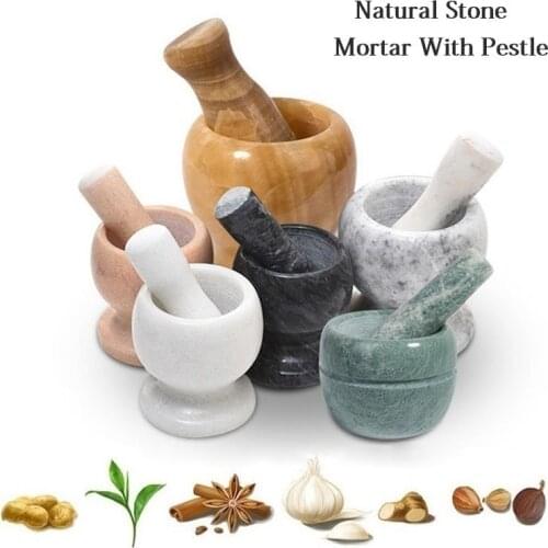 Natural Stone Durable Mortar With Pestle Multipurpose Salt Pepper Mill Manual Garlic Crusher Mincer Grain Herb Spice Grinder