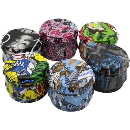High quality Creative 63*47mm Various patterns Tobacco Spice Herb Grinders Smoke Grinders Cigarette Accessories