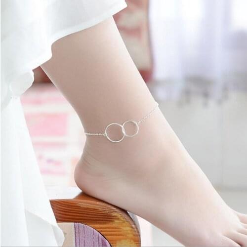TJP New Trendy Round Silver Bracelets For Women Jewelry Fashion Simple Girl Anklets Accessories Lady Female Party Christmas Gift