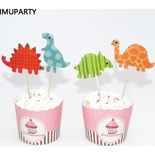 Cartoon dinosaur cake topper cupcake decorating supplies for kids birthday party 3 styles to choose
