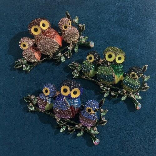 Muylinda Rhinestones Owl Brooch Pin Lucky Jewelry Cute Animal Brooches Brid Pins Garment Accessories Birthday Holiday Gift