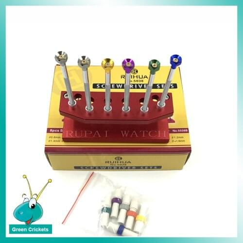 6pcs/set Watch Repair Steel Watch Screwdrivers set Flat Tip screwdriver with Replacement Tips for each size screwdriver