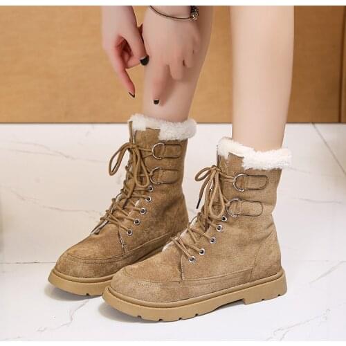 Non-slip Warm Snow Boots Female Winter Cotton Padded Shoes Chunky Platform Ankle Boots Thick Plush Womens Sneakers 2020