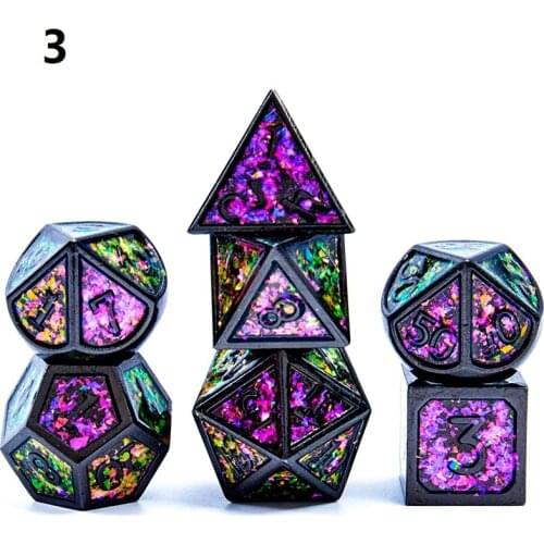 New arrival 7pcs/Set dnd dice Set Dados rpg Dobbelstenen Rol Polyhedral Dices Metal Dice d4 - d20 Symphony Colorful Powder Dice
