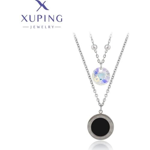 Xuping Jewelry Fashion Round Two Layers Necklace High Quality Crystals for Women Party Gifts 40368