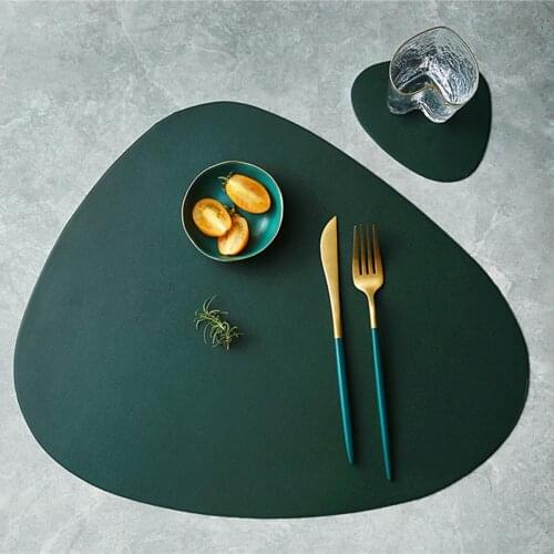 Tableware Pad Placemat Table Mat PU Leather Heat Insulation Non-Slip Simple Placemats Disc Coaster Placemat for Dining Table