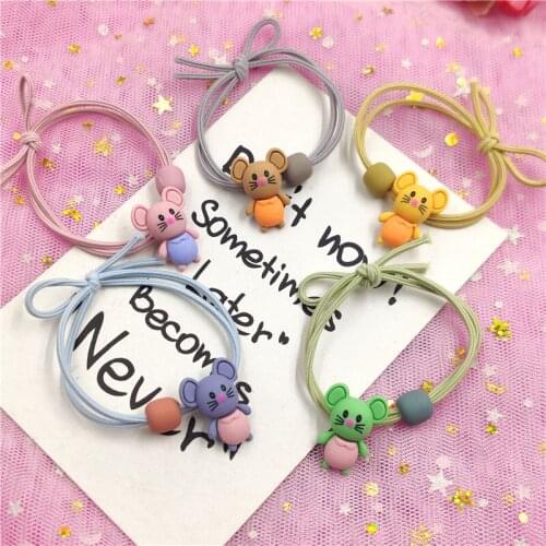 10PCS MIX Colors Lovely Cartoon Mouse Elastic Hair Bands For Girls Handmade Creative Scrunchy Kids Hair Accessories For Women