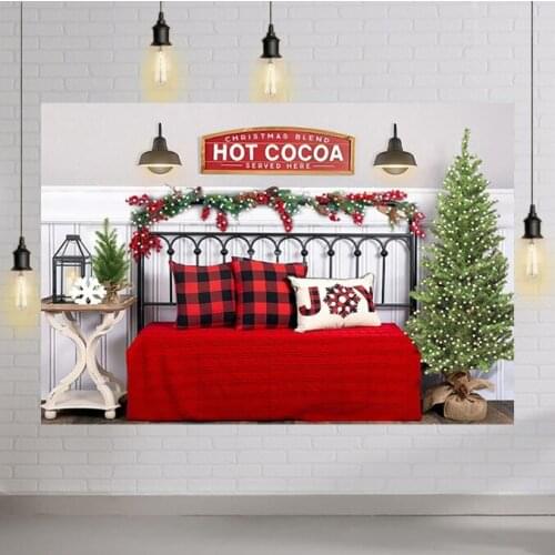 Christmas Blend Hot Cocoa Backdrop for Photography Joy Heardboard Christmas Tree Background for Photo Studio Kids Newborns