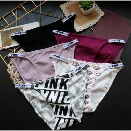 Sexy Women Panties Cotton G-String Letter PINK Underwear Seamless Briefs Thongs Low Waist Lady Intimates Sport Girls Lingerie