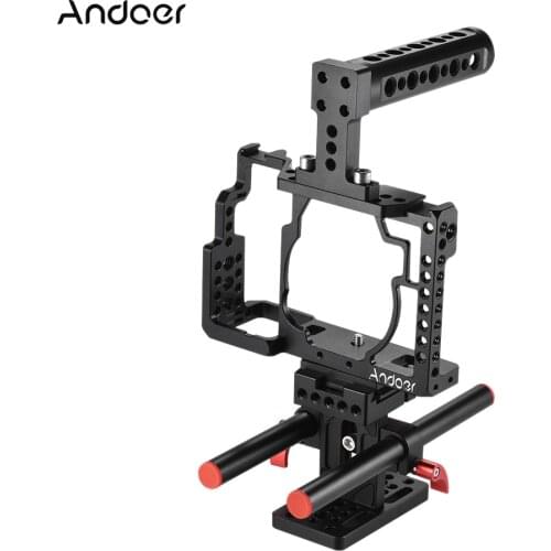 Andoer Aluminum Alloy Camera Cage + Top Handle + Rod Baseplate Kit Video Making Stabilizer System for Sony A7/ A7R/ A7S Camera