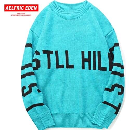 Pullover Sweaters Men Letter Print Casual Knitwear Hip Hop Streetwear Computer Knitted Male Harajuku Clothing STR01