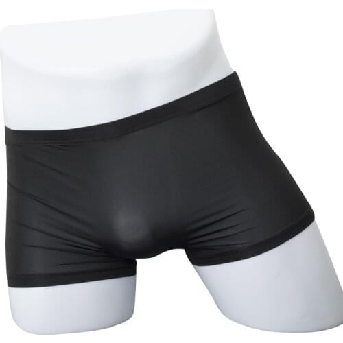 Mens Seamless Ice Silk Boxers Solid Sexy U Pouch Breathable Male Underwear Thin Cueca Calzoncillos Transparent Man Underpants