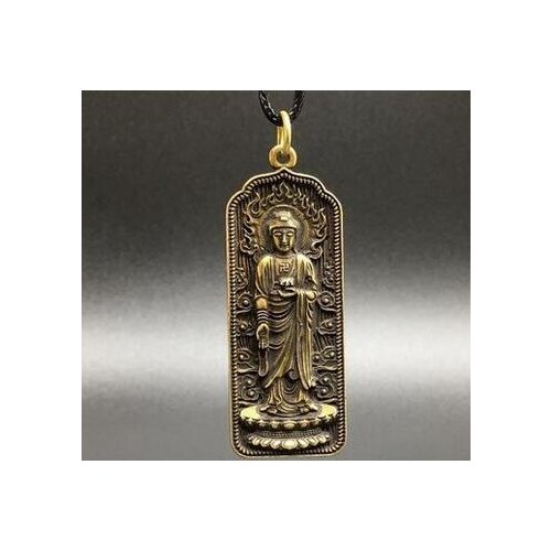 Solid Copper Sakyamuni Buddha Brand Ornament Brass Tathagata Six Words True Words Square Brand Key Chain Pendant Buddha Statue