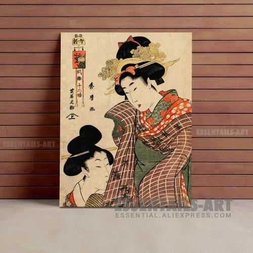 Japanese style women Ukiyoe vintage Canvas Wall Art Painting Decor Bedroom study Living kid Room Home Decoration Prints