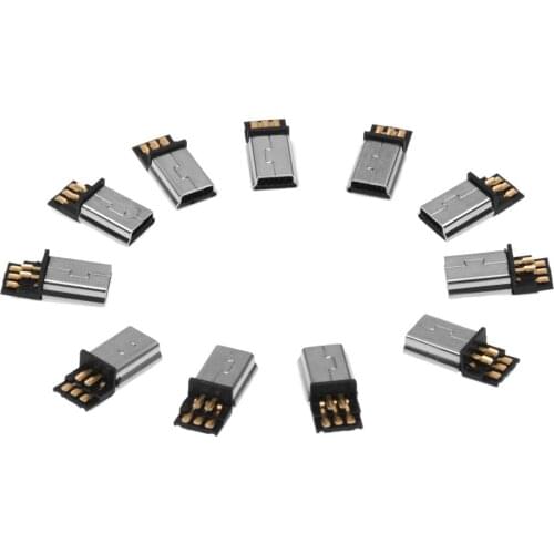 Top quality 10 Pcs Mini USB 5 Pin Male Plug DIY SMT Connector Silver Tone Dark Gray