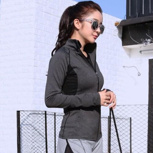 Women workout long sleeve jacket with zipper and pocket slim tops mesh patchwork sexy women outerwear jacket coat clothing