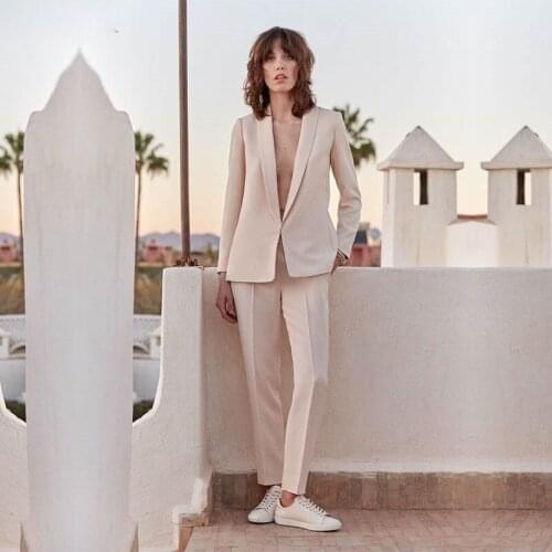 Light Pink 2 piece set womens business suit Female trouser suits wedding formal pant suits formal office suits work custom