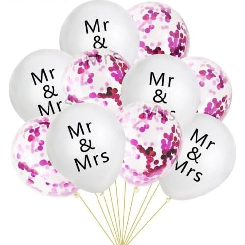 10 Pcs/set Cute 10/12 Inch MR&MRS Wedding Decorations Confetti Latex Balloons Wedding Engagement Party Supplies