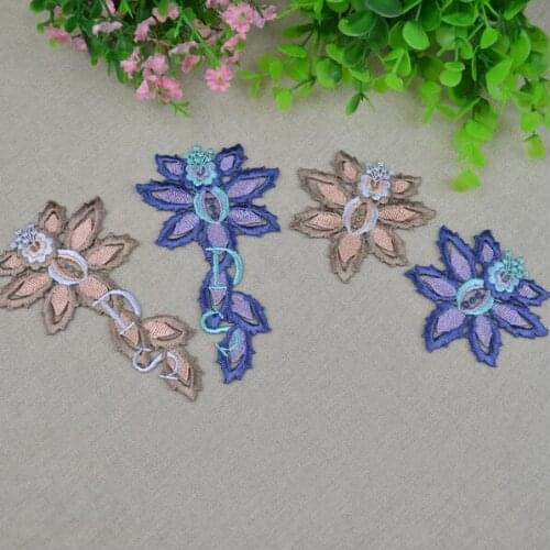 2 Pieces/lot Colored Embroidery Flower Patches Lace Applique Wedding Dress Dress Accessories Fabric