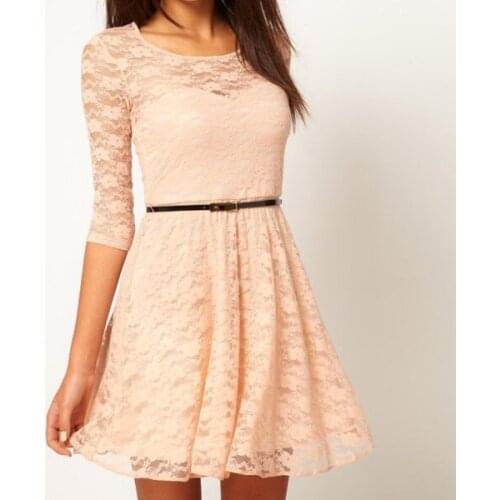 2015 Women Dresses , Candy Color Elegant Lace sweet Dress Plus Size Fashion Lady Winter Dresses