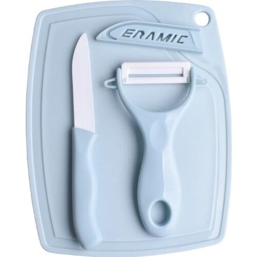 3Pcs/Set Portable Multifunctional Cutters Ceramic Knife Set Paring Peeler Chopping Board Peeler Household Kitchen Accessories