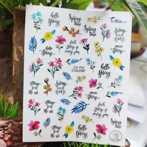3D Stickers for Nails Flowers Letter Grass Leaf Design Nails Art Decoration Manicure Sticker Sliders Nail Foil Accessories