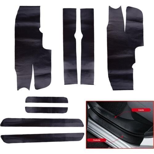8pcs PU Leather Door Sill Scuff Plate Guard Pedal Protector Cover Trim Fit For Toyota Highlander 2019 2020 2021