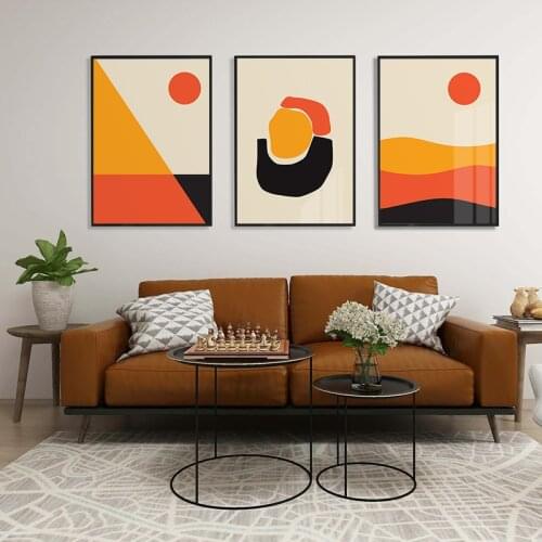 Abstract Geometric Sunrise Sunset Poster and Print Canvas Painting Wall Art Pictures Minimalist Interior Living Room Home Decor