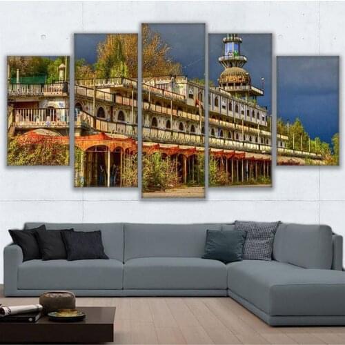 Print Painting Framework Abstract Modern Home Decor Canvas 5 Panel Consonno Italy Town Wall Art For Living Room