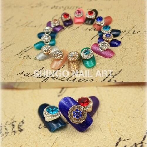 Free shipping 10pcs latest fashion Rotatable Base nail art charms decoration nail art alloy lucky gemstone jewelry nail crystals