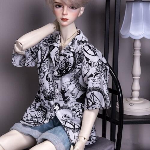 BJD Doll Clothing is suitable for 1/3 1/4 Uncle stylish versatile personality shirt cartoon cartoon pattern short sleeved top