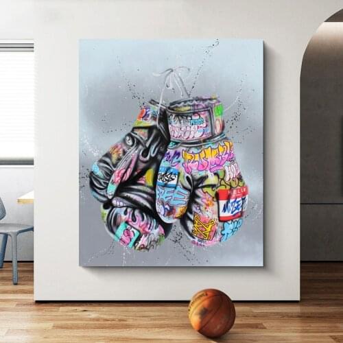 Boxing Gloves Graffiti Art Canvas Posters And Prints Painting Wall Street Art Pictures Home Decor Cuadros For Bedroom Livingroom