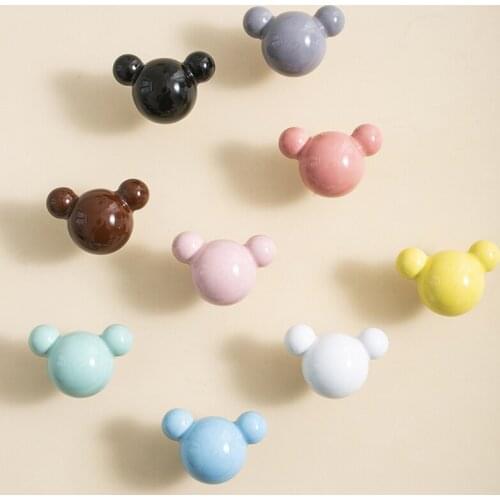 Childrens room clothes cabinet door handle cute bear cabinet drawer Brass Handle cabinet color ceramic handle