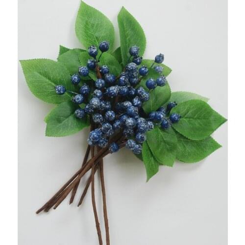 Artificial Flower Big Leaf 12 Fruit Green Plant Christmas Decoration Foam Berry Short Branch String Bean Branch Foam Flower