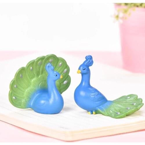 ZOCDOU 1 Piece Beautiful Simulation Peacock Small Statue Little Figurine Crafts Figure Ornament Miniatures