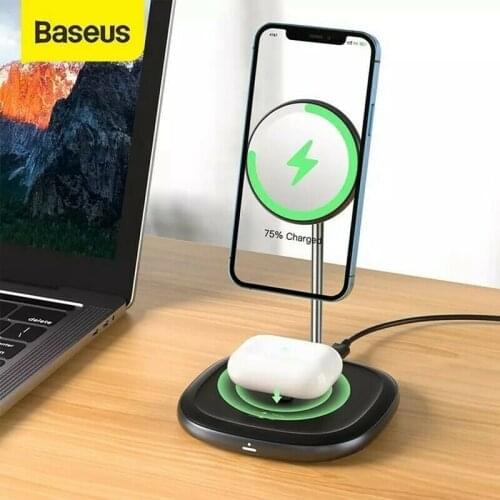 Baseus Magnetic Wireless Charger 20W for iPhone 12 Pro Max Wireless Charger Desktop Phone Stand for Xiaomi(EU Plug)