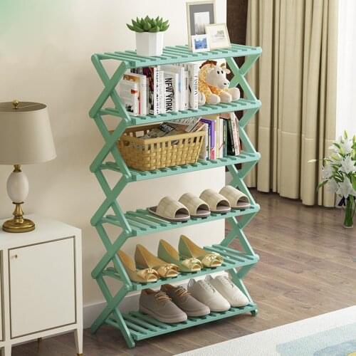 Multi-storey home student dormitory economical door simple dust-free installation folding bamboo shoe cabinet shoe rack