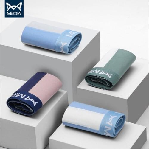 MiiOW Mens Underwear Cotton Underwear Mens Boxer Seamless Breathable Trend Personality Boxer Shorts Men