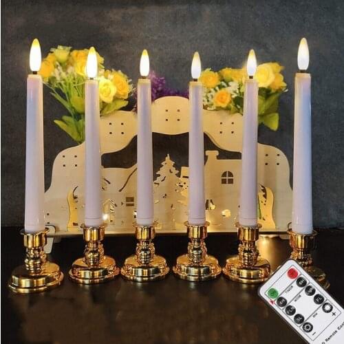 Set of 9 LED Taper Candle light Battery Operated w/Remote controller 4h/6h timer 3D Wick Wedding Home Bar party Lighting Decor