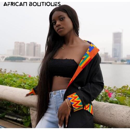 2021 New African Autumn Womens Fashion Jacket Long Sleeve African Print Stitching Jacket Womens African Clothing Oversize