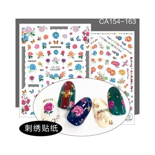 Newest CA-209 mixed flowers design 3d nail sticker Japan style nail decals back glue DIY decoration for nail accessory