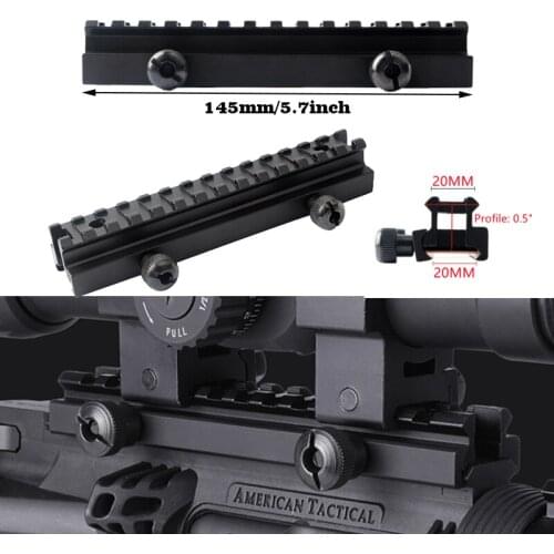 145mm Low Profile Picatinny Riser 0.5Inch Scope Mount 20mm Weaver Picatinny Base Sight Riser Rail for Hunting Airsoft Gun