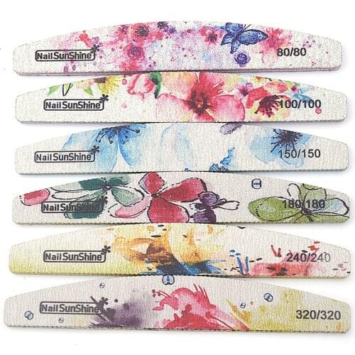 5/10pcs Brand Nail File Flower Printed Nail Buffer Block Colorful Lime a ongle 80/100/150/180/240/320 Washable Files Manicure