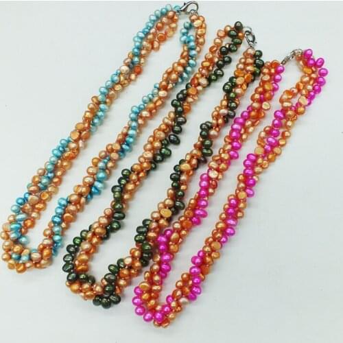 Last 3pcs/lot , 3 shares, different colors. Real Freshwater Baroque Pearl Necklace