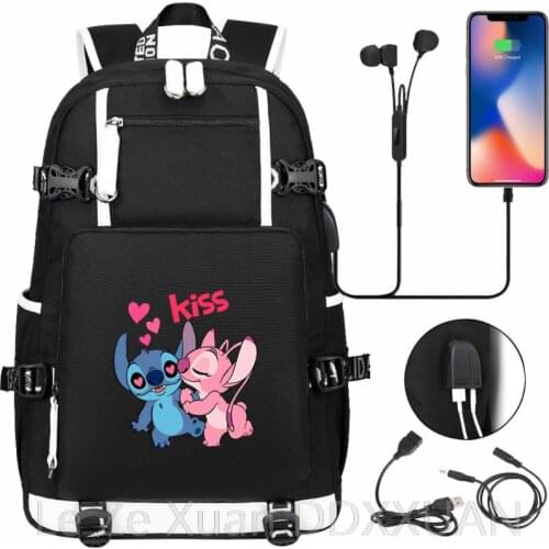 Disney Usb Charging Backpack Cute Stitch Backpacks Teenager School Bags For Boys Girls Back To School Mochila
