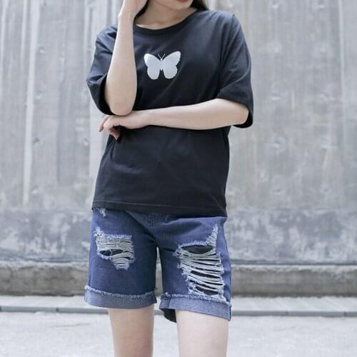 Blue denim shorts womens new summer 2021 high waist, thin, sexy, irregular hole, thin, big size fashion